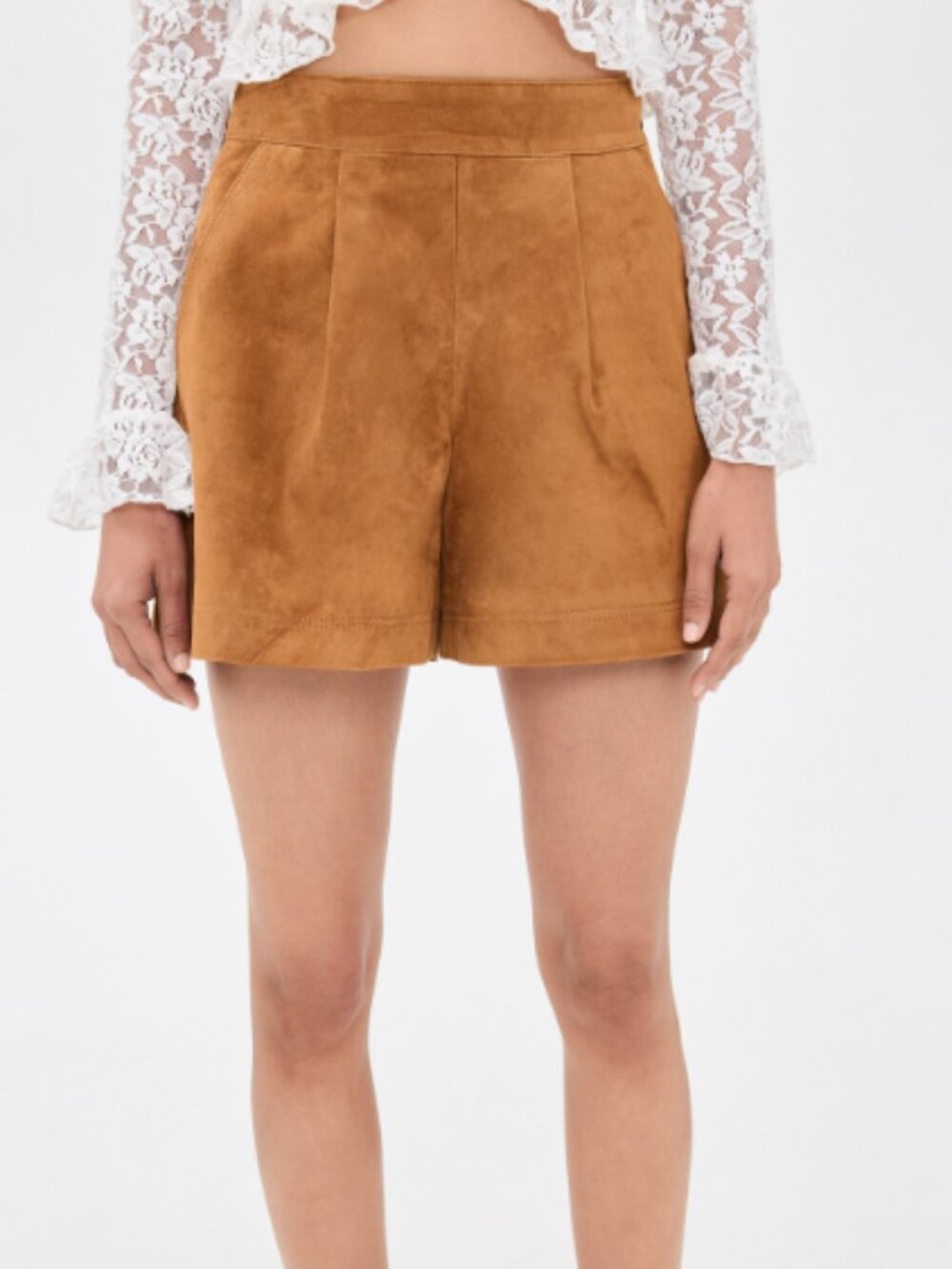 Hunter Bell Ashton Suede Shorts in Nutmeg